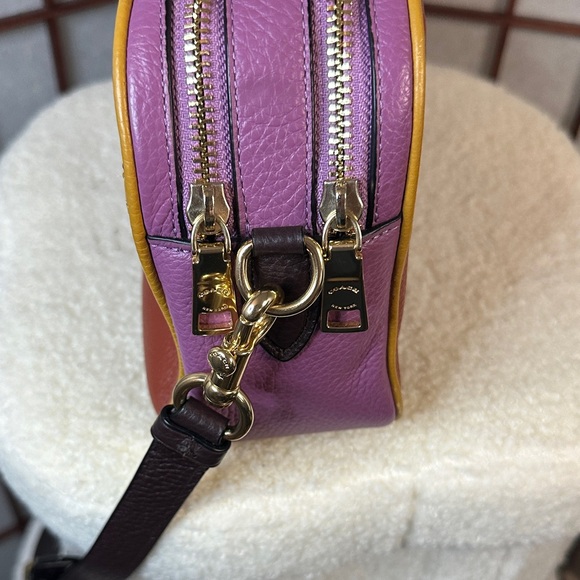 Coach Two-Tone Leather Crossbody Bag in Brown and Purple - Picture 2 of 10